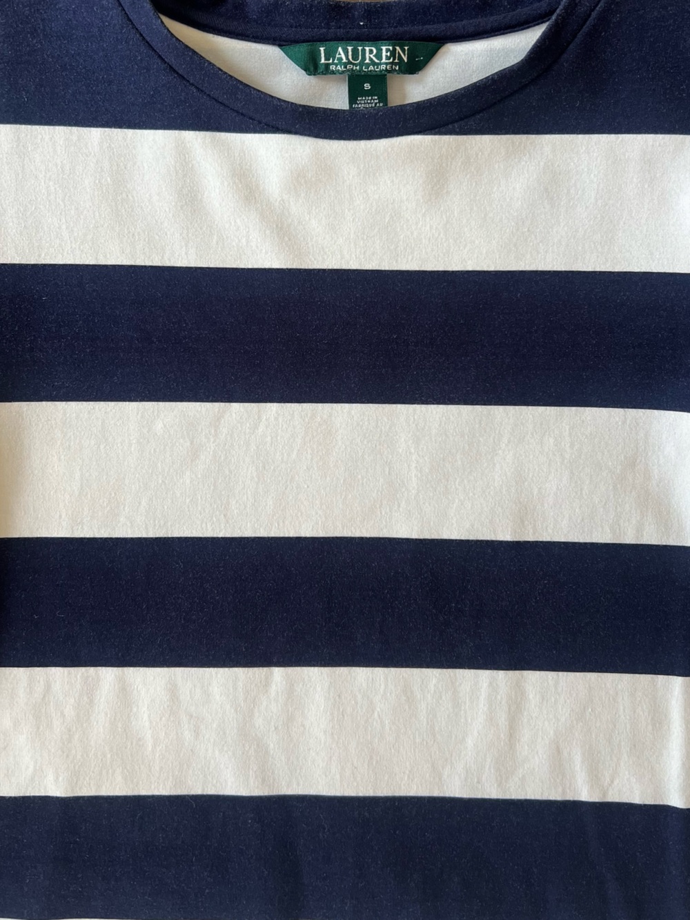 Lauren Ralph Lauren Navy & White Striped Trumpet Sleeve Top Size Small - Picture 2 of 12